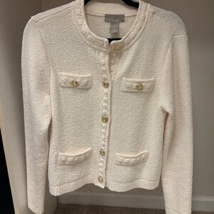 TEXTURED-WEAVE JACKET/SWEATER